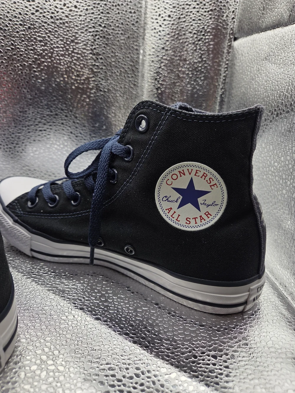 Men's High-Top Athletic Sneakers in Navy and White